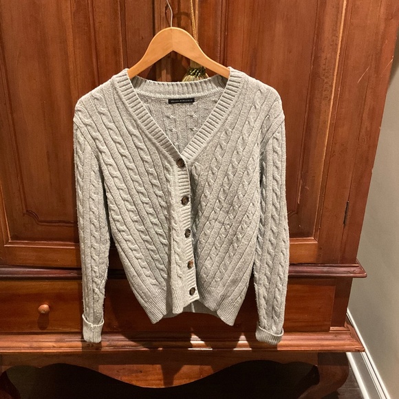 Brandy Melville Cable Knit Wool Cardigan, Color Grey,  Size M-L - Picture 1 of 4